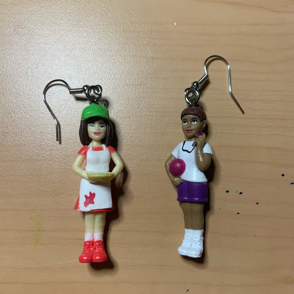 Handmade mini Barbie earrings.